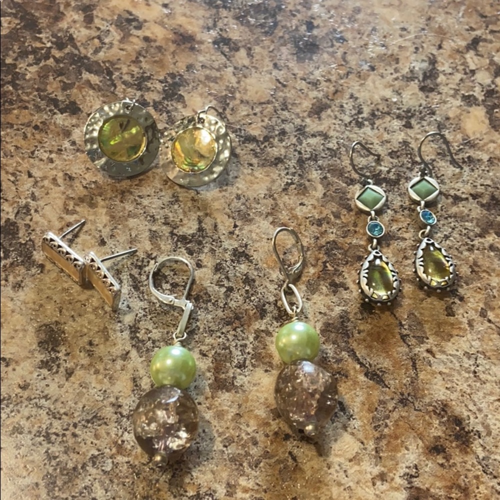4 green earring lot